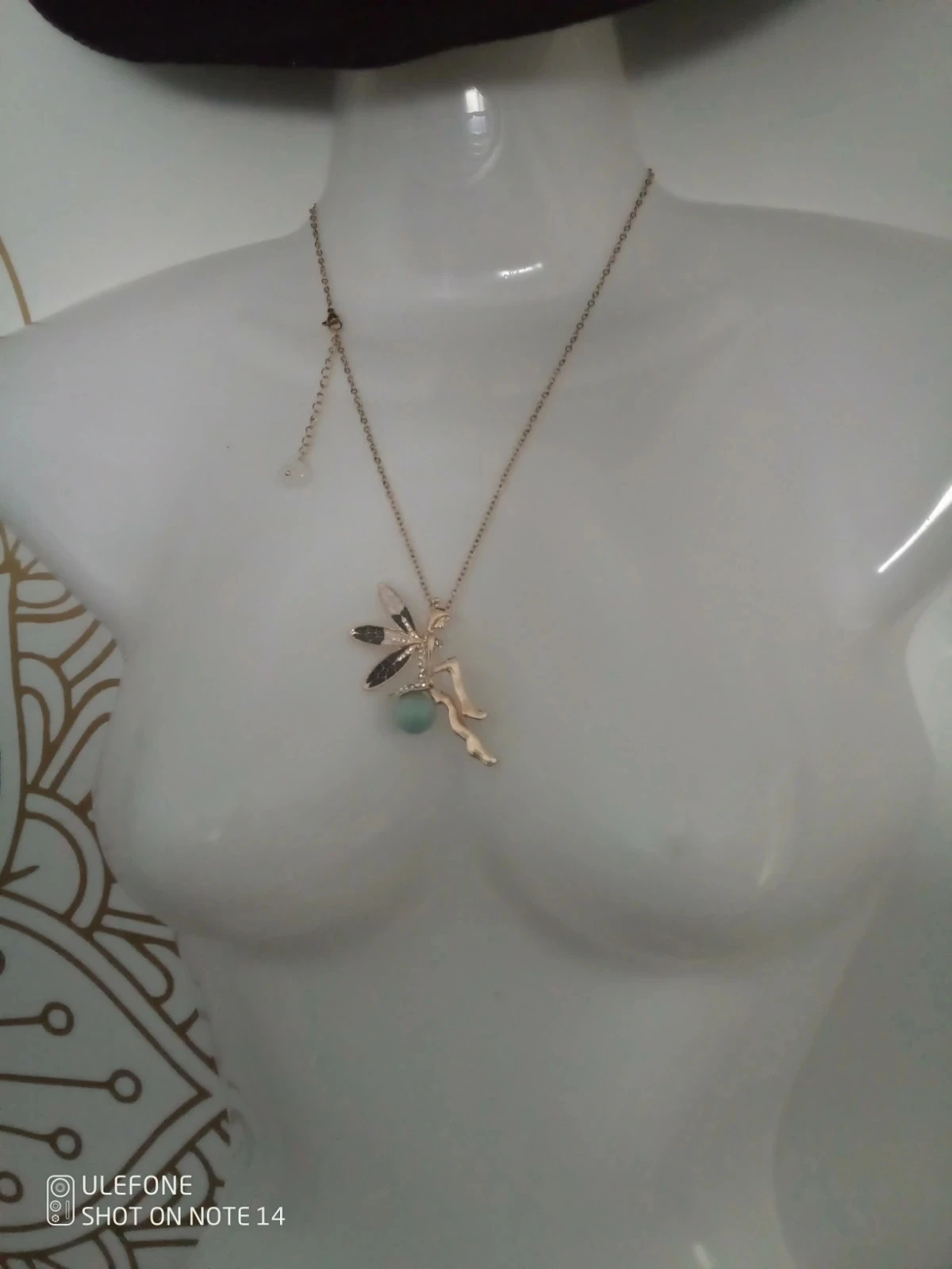 Golden fairy necklace with wings and blue turquoise amazonite stone 🩵. – photo 7